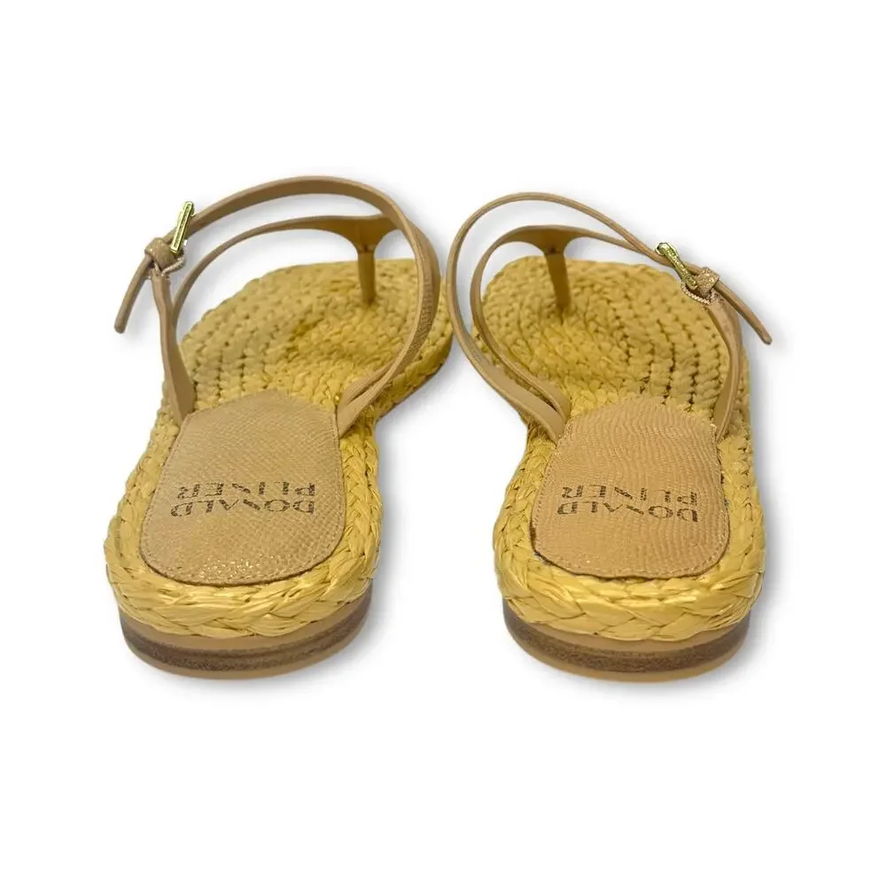 Donald Pliner Women's Heathro Thong Sandal 9.5 Sand Metallic Lizard Tan Sandals